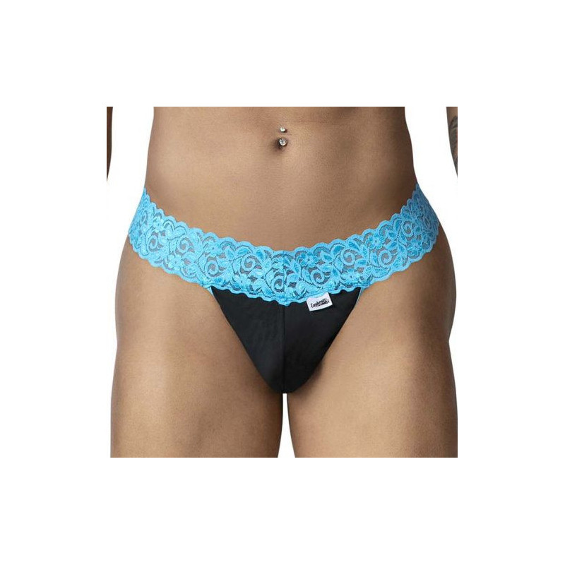 CandyMan String en dentelle Beltis Noir-Bleu